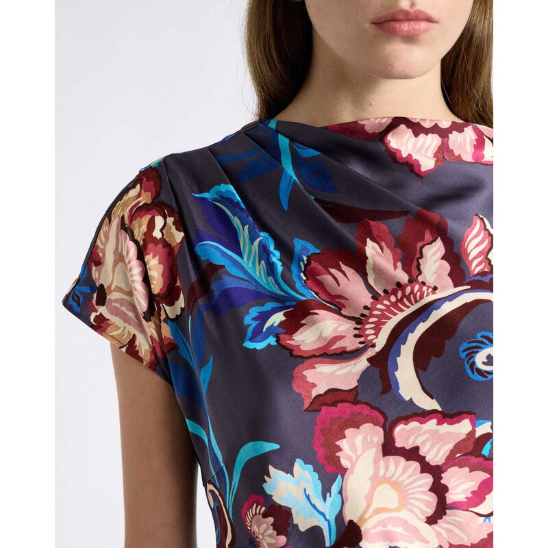 Cue Grey Wildflower Melody Draped Midi Dress image number 2